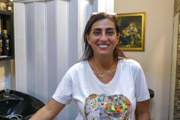 Salon owner, samiha in her business.