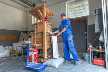 A man in ukraine operates a grain mill