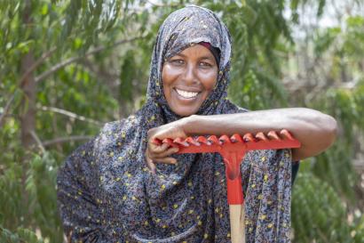 A ethiopian farmer smiling