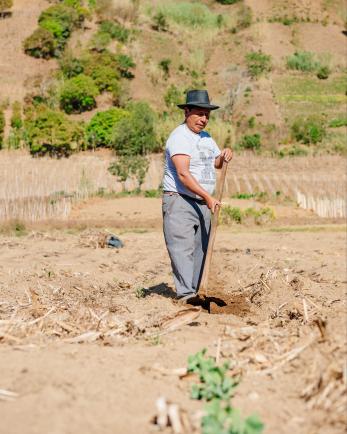 Natalio standing in his field